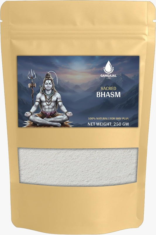 Gangajallife Shudh Vibhuti Bhasma Temple - Made 250 g | Pure Holy Ash (Vibhooti/Vibhuti/Thiruneeru) for Shiv Puja & Rituals.