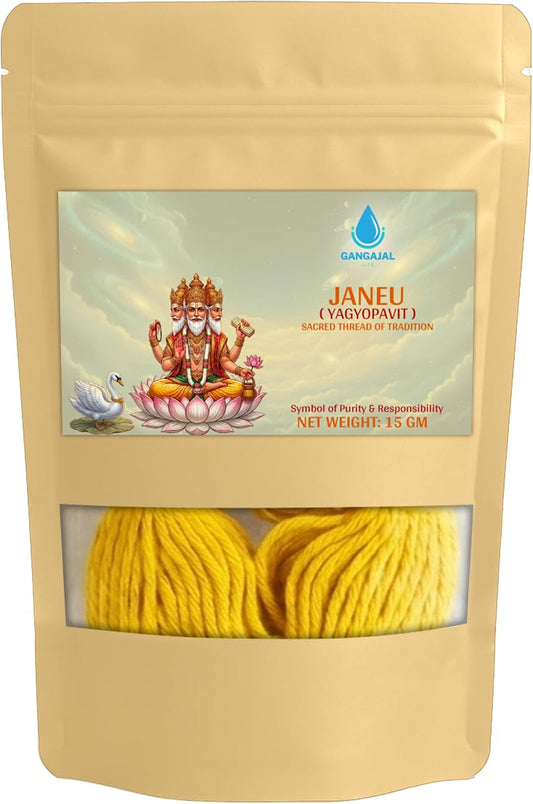 Gangajallife Janeu (Yajnopavita) Sacred Thread Haldi Dipped for Puja & Upanayan Sanskar | Premium Cotton Janeu for Men |