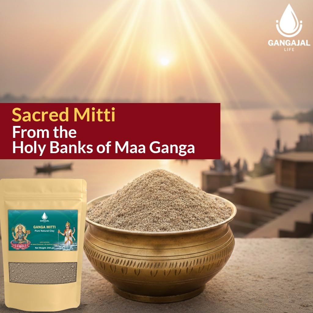 Gangajallife Pavitra Ganga Mitti 250 g | Pure Sacred Soil from River Ganges, Natural Ganga Mati for Hindu Pooja and Festivals