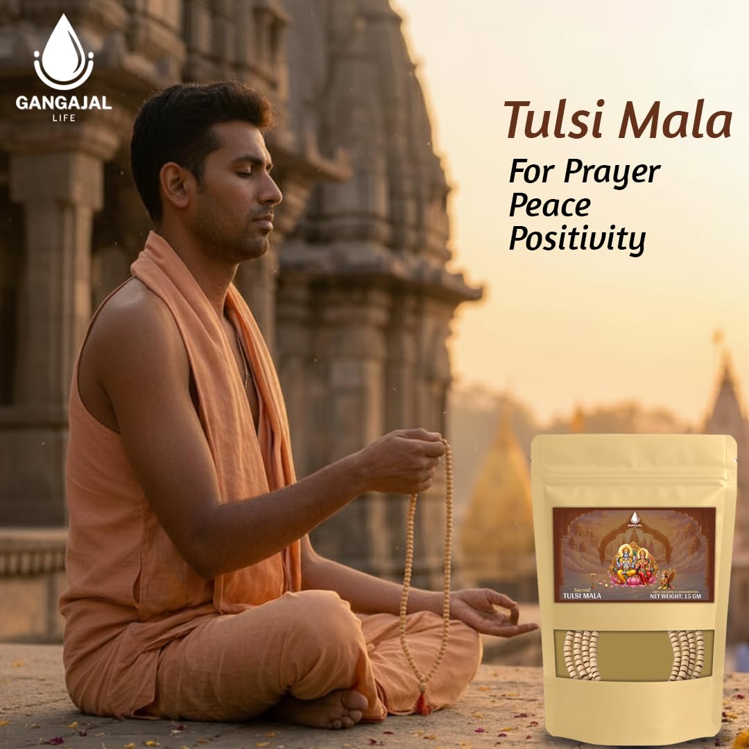 Gangajallife VRINDAVAN Original Tulsi Kanthi Mala - Pack of 2 - Unisex Adult Jaap Chanting Mala from Vrindavan Dham
