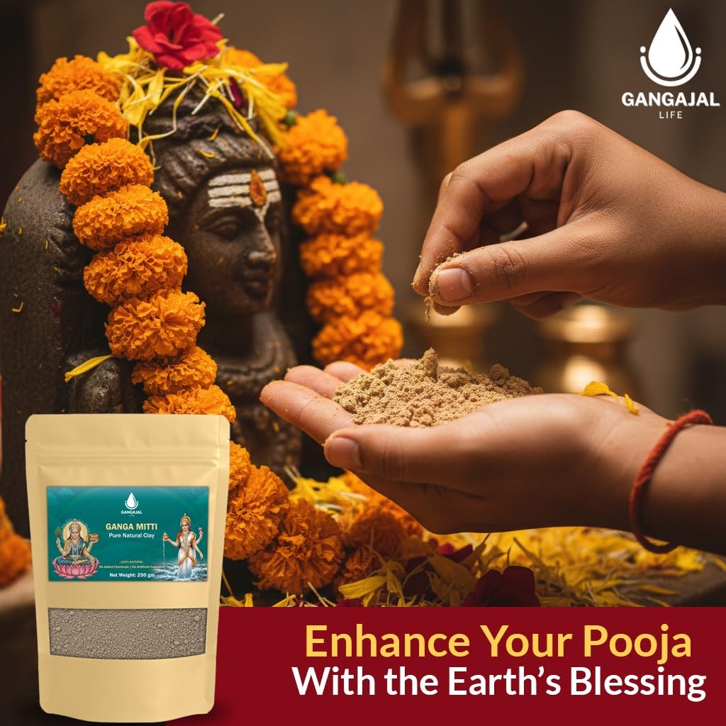 Gangajallife Pavitra Ganga Mitti 250 g | Pure Sacred Soil from River Ganges, Natural Ganga Mati for Hindu Pooja and Festivals