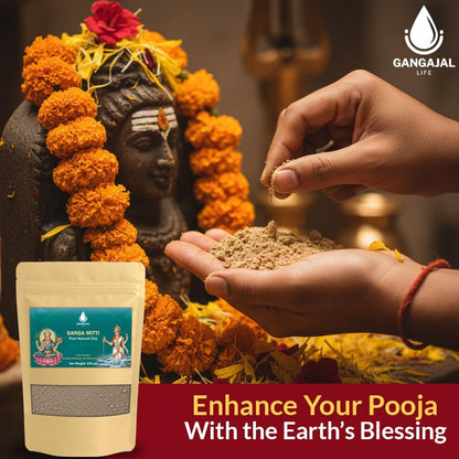 Gangajallife Pavitra Ganga Mitti 250 g | Pure Sacred Soil from River Ganges, Natural Ganga Mati for Hindu Pooja and Festivals