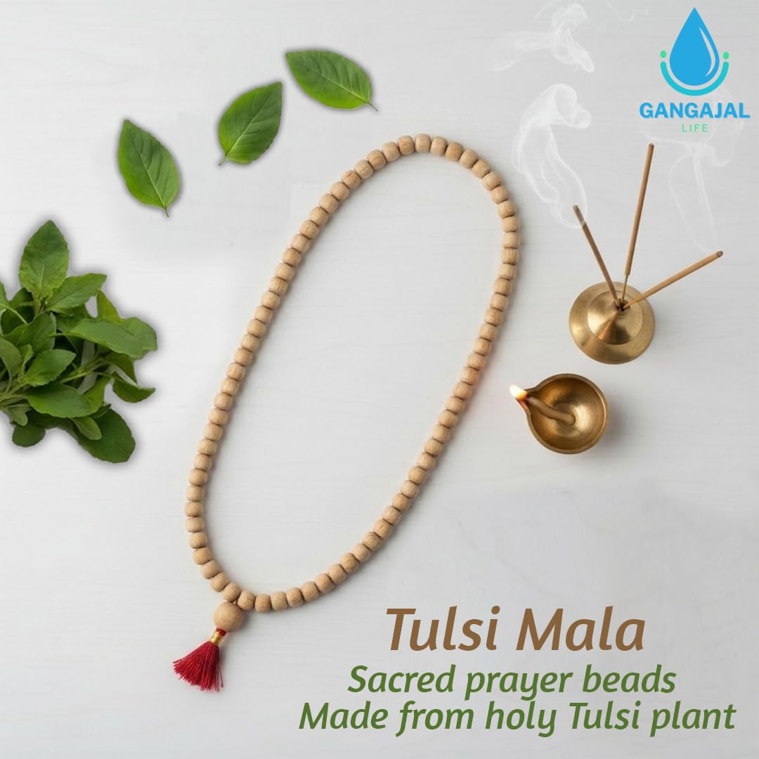 Gangajallife VRINDAVAN Original Tulsi Kanthi Mala - Pack of 2 - Unisex Adult Jaap Chanting Mala from Vrindavan Dham