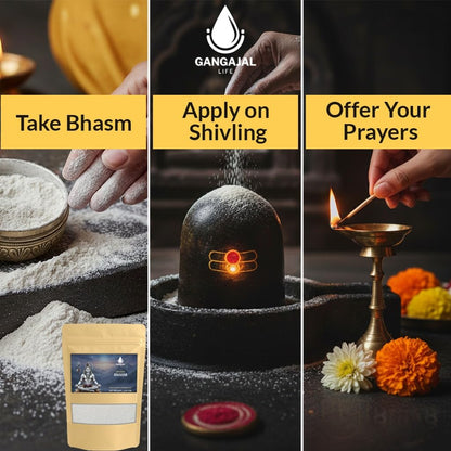 Gangajallife Shudh Vibhuti Bhasma Temple - Made 250 g | Pure Holy Ash (Vibhooti/Vibhuti/Thiruneeru) for Shiv Puja & Rituals.