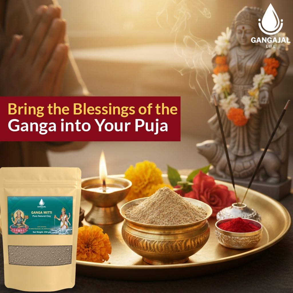 Gangajallife Pavitra Ganga Mitti 250 g | Pure Sacred Soil from River Ganges, Natural Ganga Mati for Hindu Pooja and Festivals