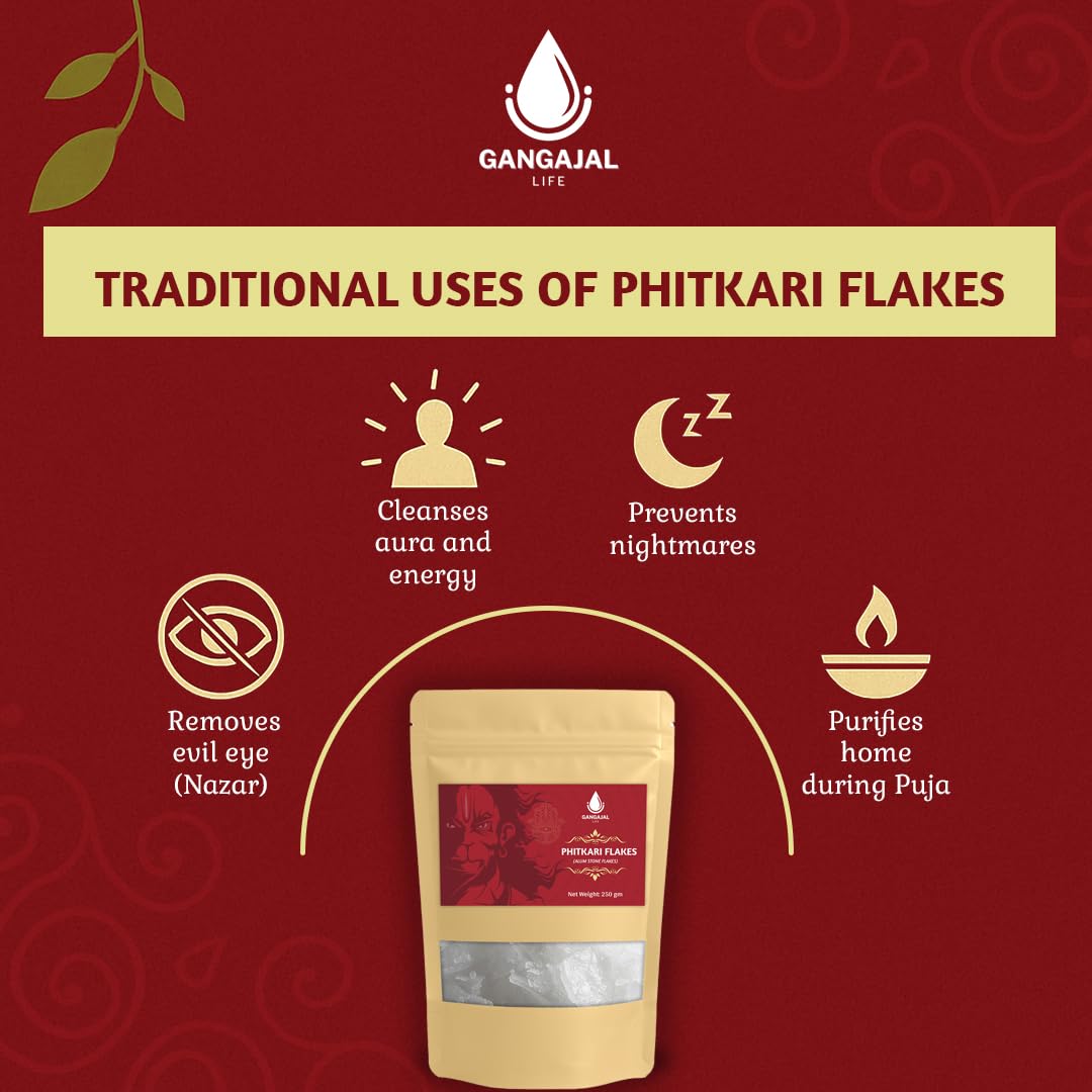 Organic Phitkari Alum Stone Flakes  250Gm