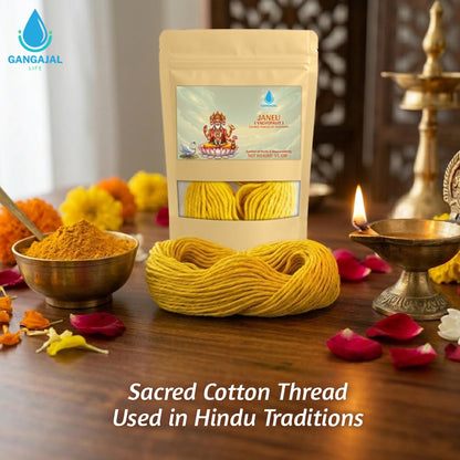 Gangajallife Janeu (Yajnopavita) Sacred Thread Haldi Dipped for Puja & Upanayan Sanskar | Premium Cotton Janeu for Men |