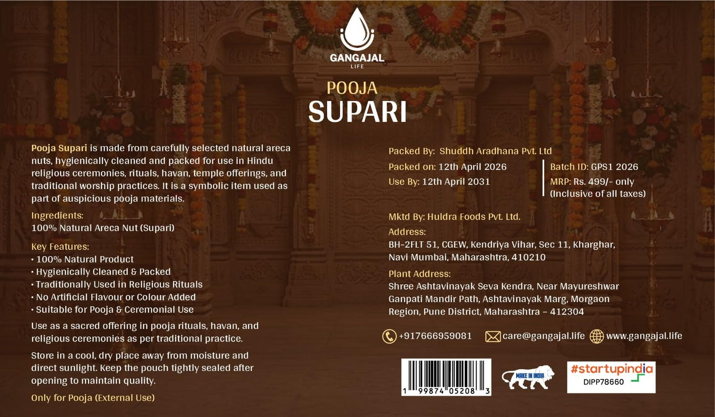 Gangajallife Pooja Supari (Whole Betel Nut) for Ganesh Puja,Kalash & Hindu Rituals | Premium Akhand Supari for Puja Samagri |