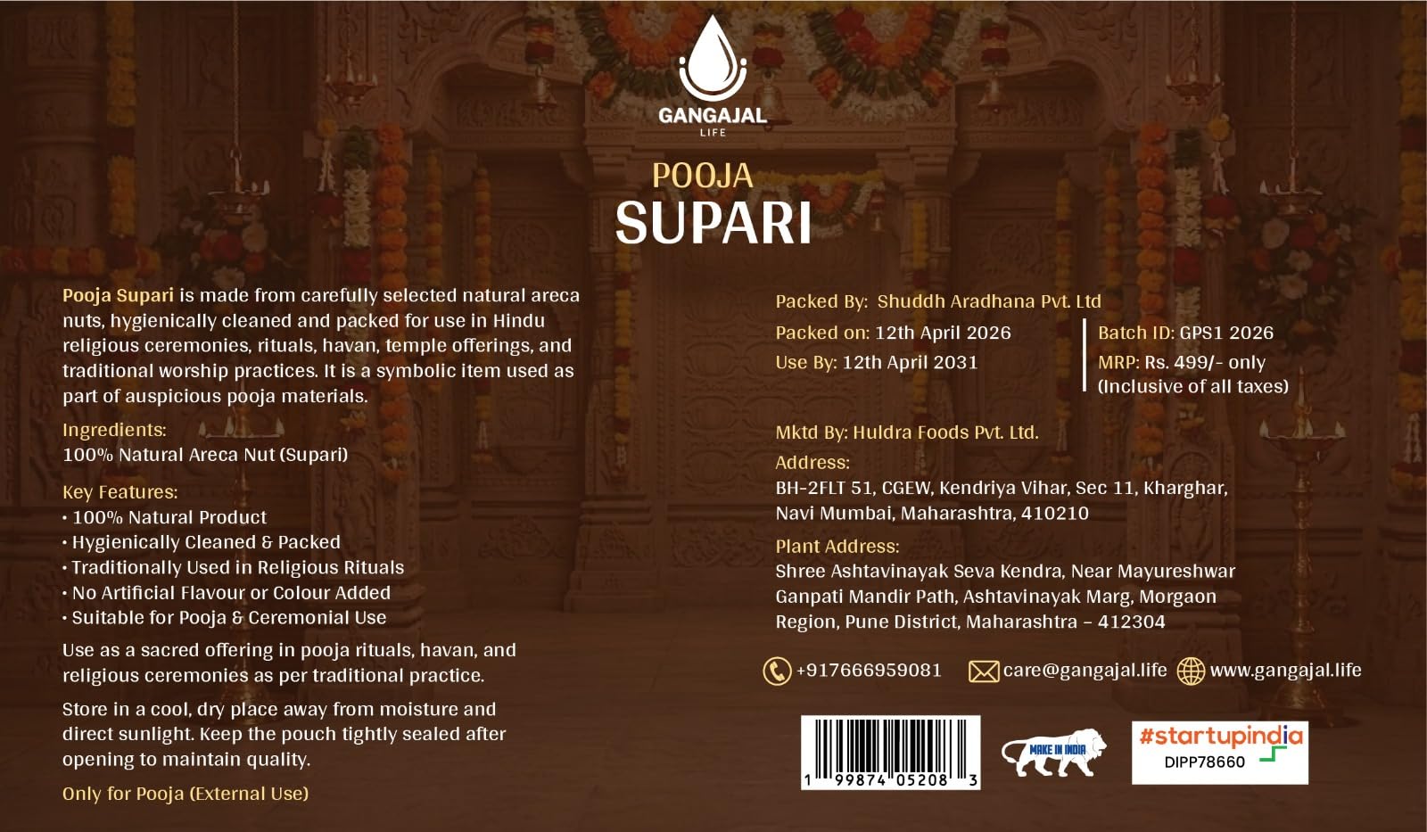 Gangajallife Pooja Supari (Whole Betel Nut) for Ganesh Puja,Kalash & Hindu Rituals | Premium Akhand Supari for Puja Samagri |