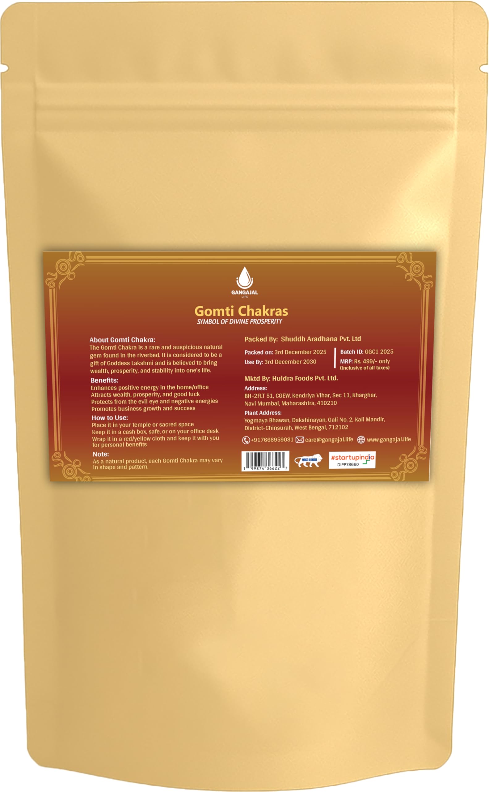 Gangajallife Certified Gomati Chakra for Lakshmi Puja –Original Gomti River Dwarka Shells for Wealth & Protection (11 pcs).