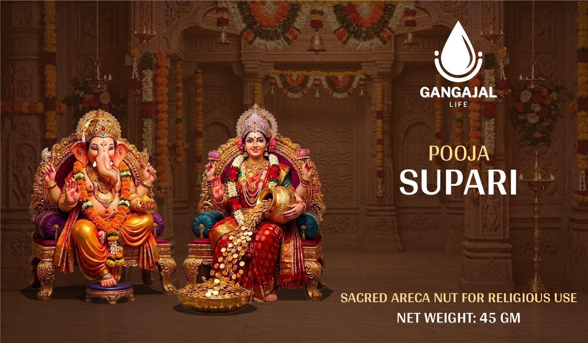 Gangajallife Pooja Supari (Whole Betel Nut) for Ganesh Puja,Kalash & Hindu Rituals | Premium Akhand Supari for Puja Samagri |